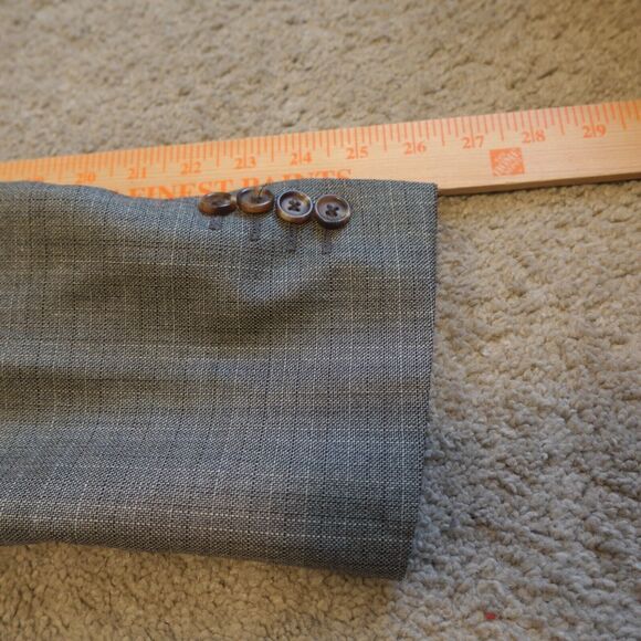 RALPH Ralph Lauren Men 44L Gray Windowpane Blazer Jacket Silk Wool Single Breast - Picture 9 of 11